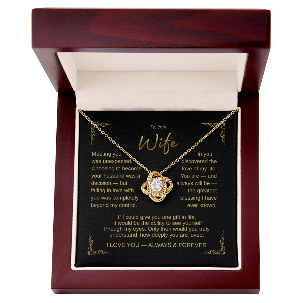 To My Greatest Blessing  Wife Love Knot Necklace