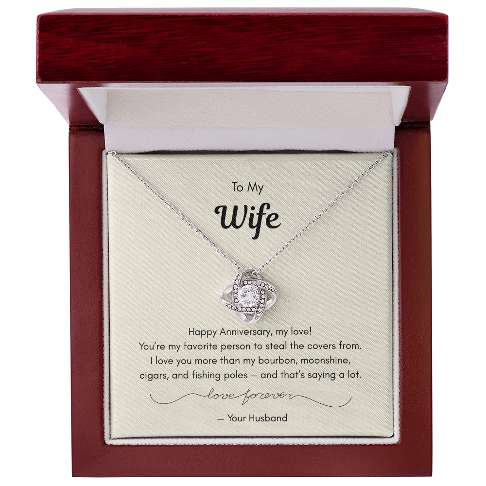 To My Wife – “More Than Bourbon” Love Knot Necklace