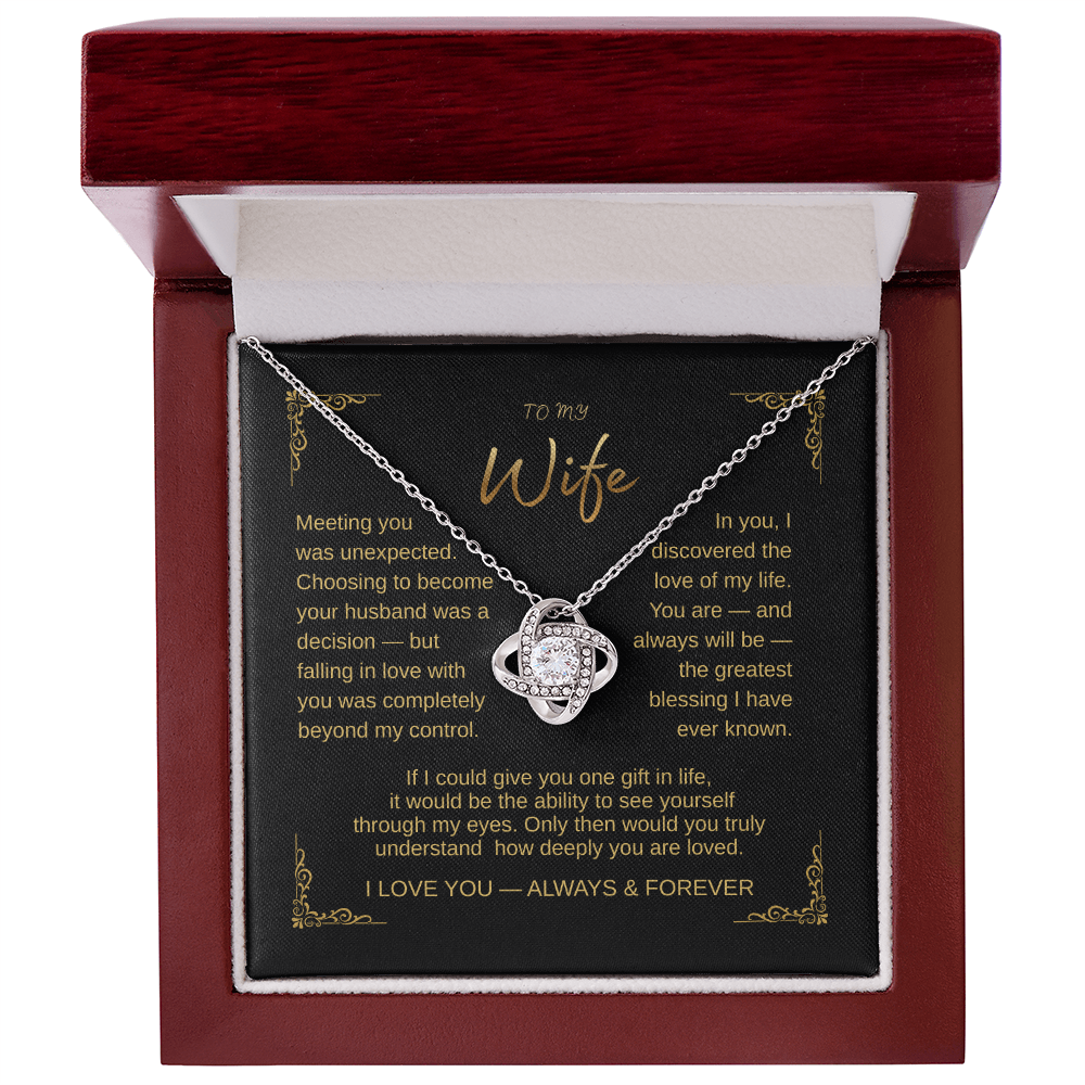To My Greatest Blessing  Wife Love Knot Necklace