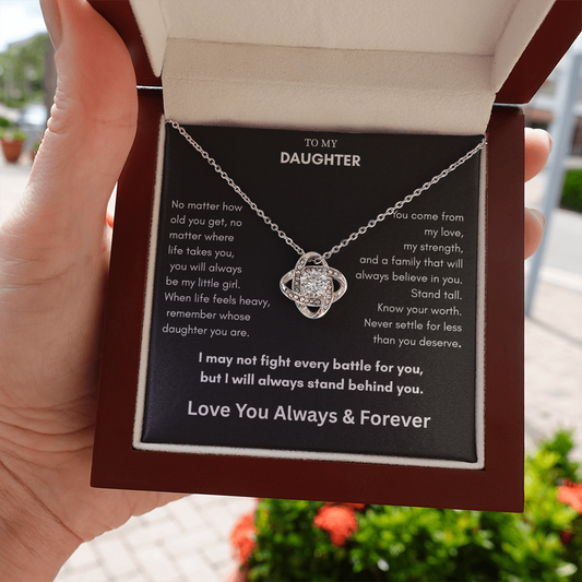 To My Daughter – Always My Little Girl Love Knot Necklace Gift