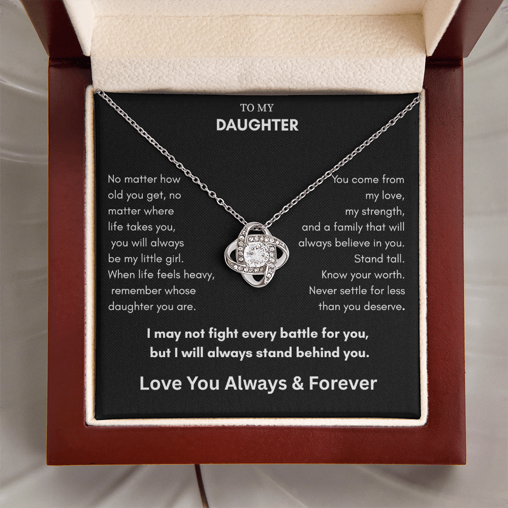 To My Daughter – Always My Little Girl Love Knot Necklace Gift