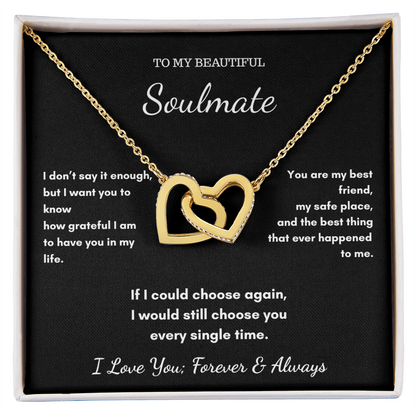To My Soulmate Necklace - Our Hearts Pendant Gift