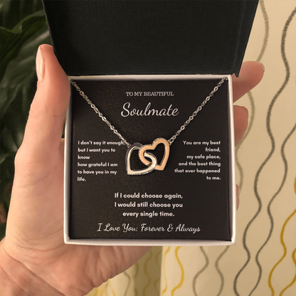 To My Soulmate Necklace - Our Hearts Pendant Gift