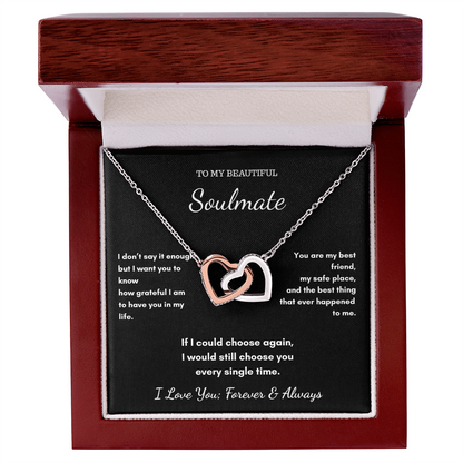 To My Soulmate Necklace - Our Hearts Pendant Gift