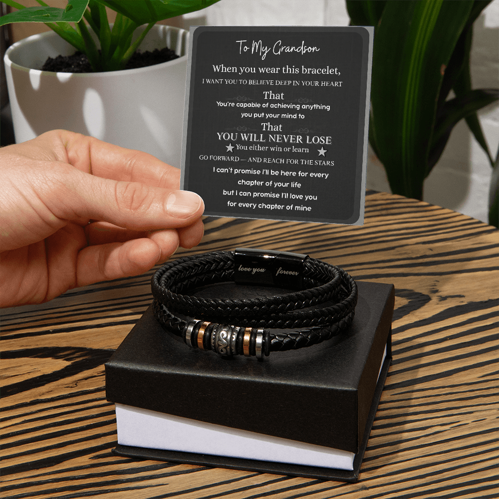 To My Grandson Bracelet — "You Will Never Lose" Message Card