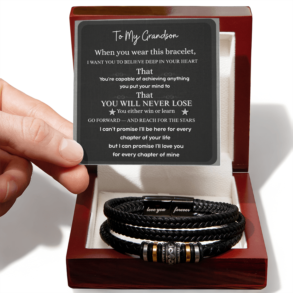 To My Grandson Bracelet — "You Will Never Lose" Message Card