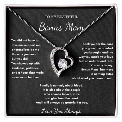 To My Beautiful Bonus Mom – Love Heart Necklace