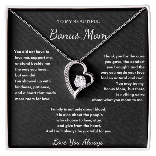 To My Beautiful Bonus Mom – Love Heart Necklace