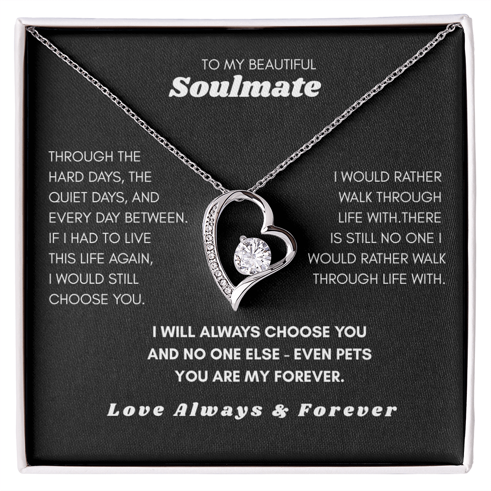 To My Soulmate — I'd Choose You Over Everyone (Even Pets) Heart Necklace Gift