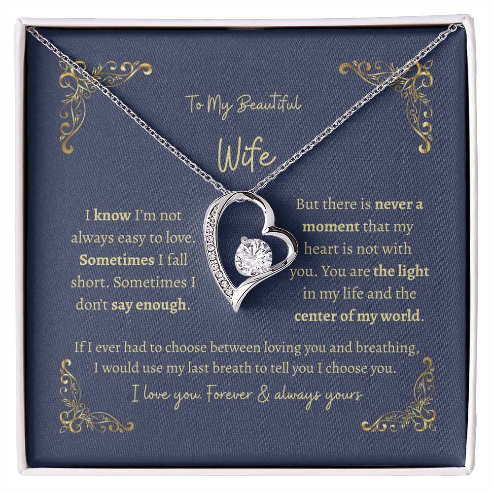 To My Beautiful Wife – Heart Pendant Necklace Gift Set