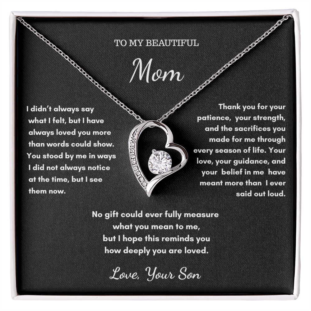 To My Mom – Love Heart Necklace Gift From Son