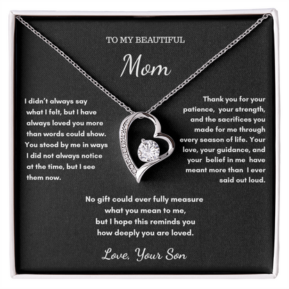 To My Mom – Love Heart Necklace Gift From Son