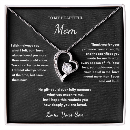 To My Mom – Love Heart Necklace Gift From Son
