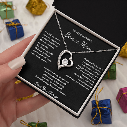 To My Beautiful Bonus Mom – Love Heart Necklace