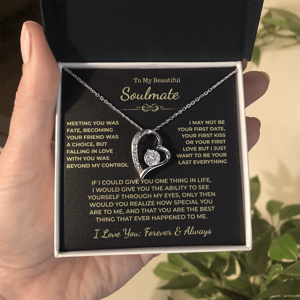 To My Beautiful Soulmate Gift, "Meeting You Was Fate" Heart Necklace