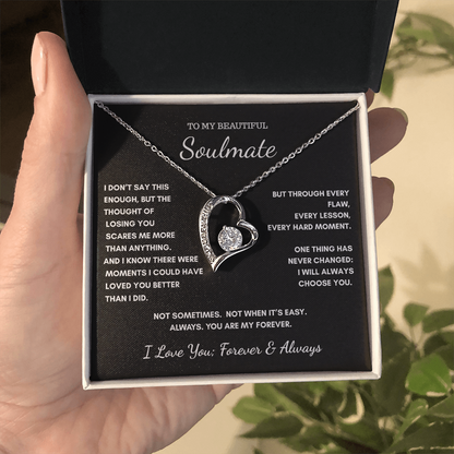 To My Soulmate — Always My Forever Heart Necklace Gift