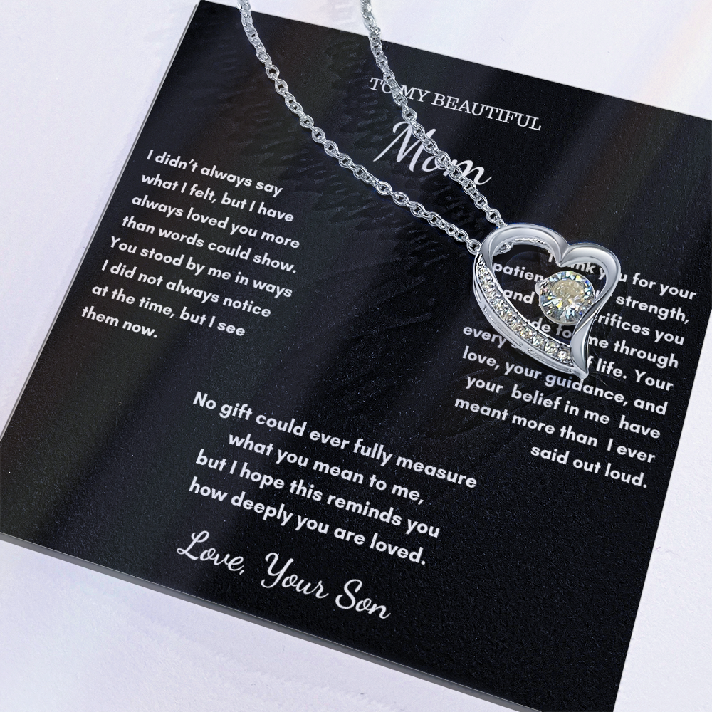 To My Mom – Love Heart Necklace Gift From Son