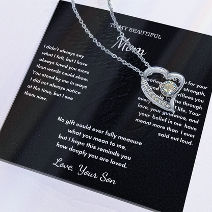 To My Mom – Love Heart Necklace Gift From Son