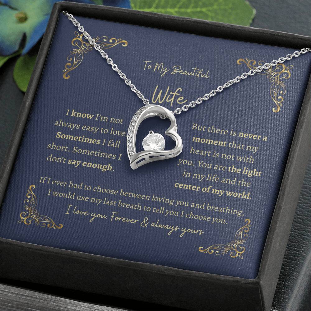 To My Beautiful Wife – Heart Pendant Necklace Gift Set