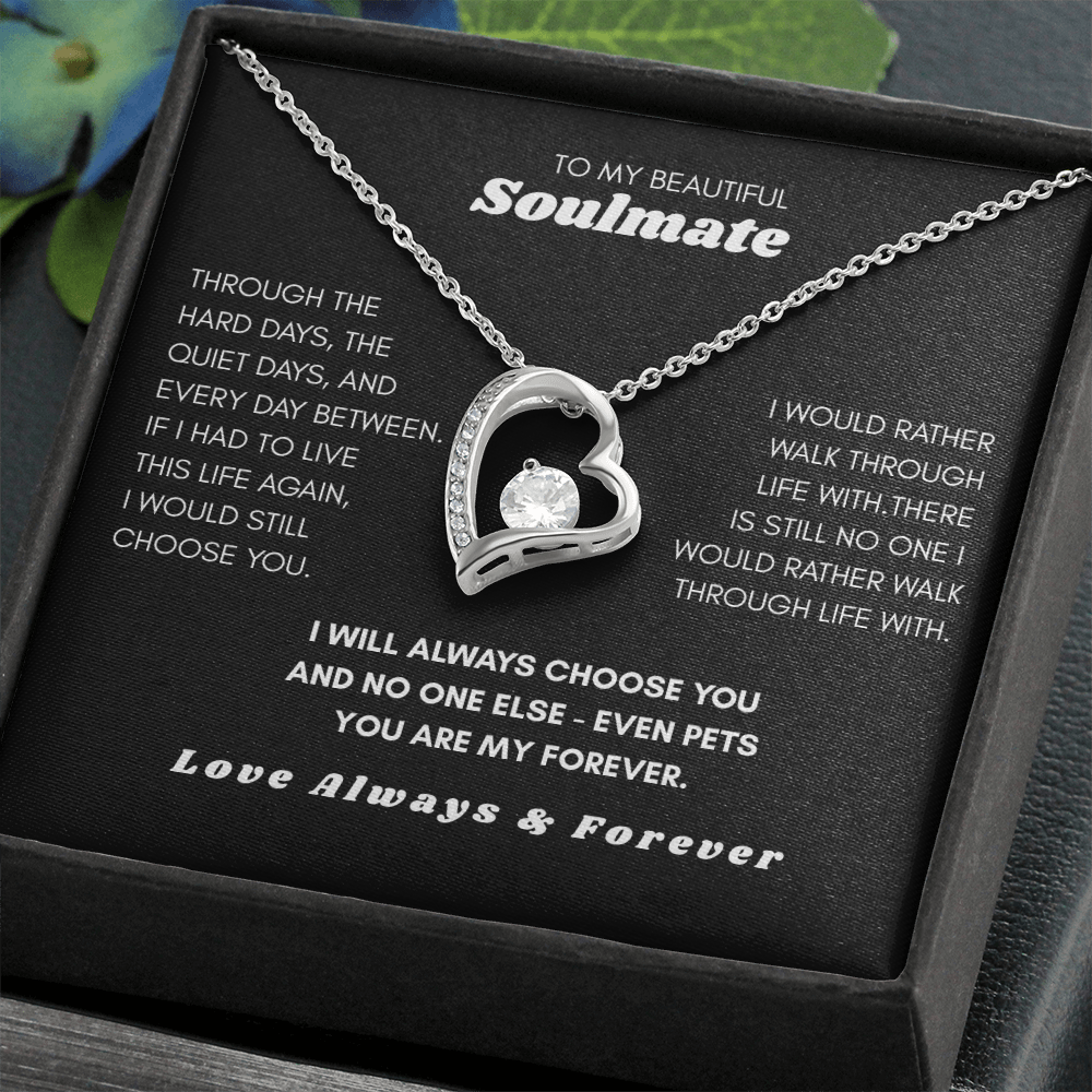 To My Soulmate — I'd Choose You Over Everyone (Even Pets) Heart Necklace Gift