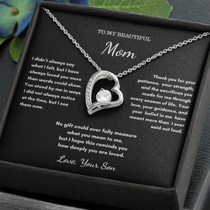 To My Mom – Love Heart Necklace Gift From Son