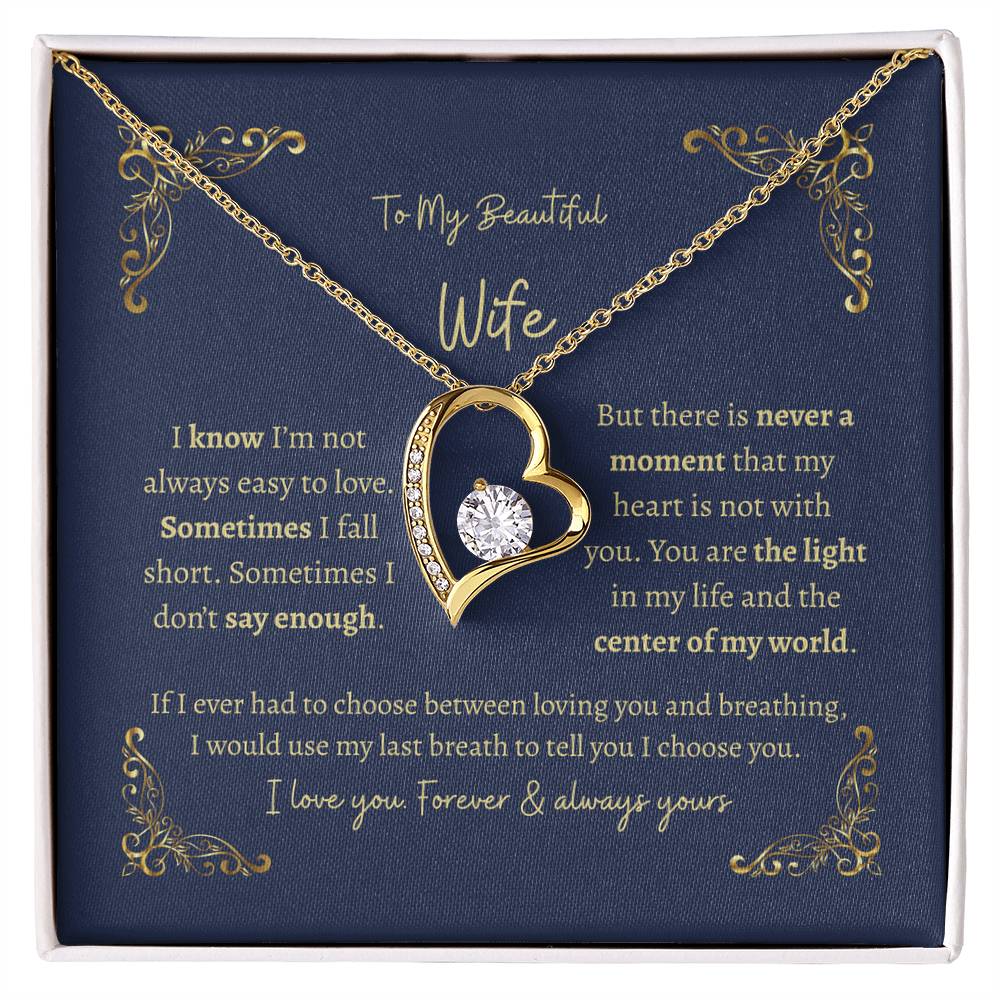 To My Beautiful Wife – Heart Pendant Necklace Gift Set