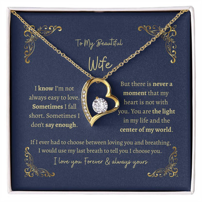To My Beautiful Wife – Heart Pendant Necklace Gift Set