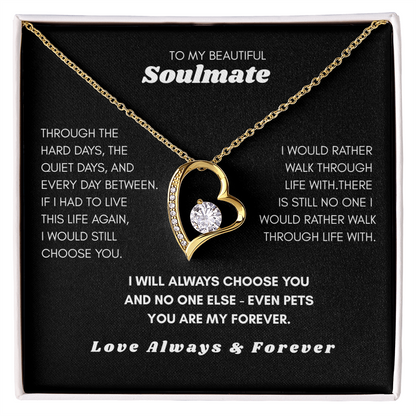 To My Soulmate — I'd Choose You Over Everyone (Even Pets) Heart Necklace Gift