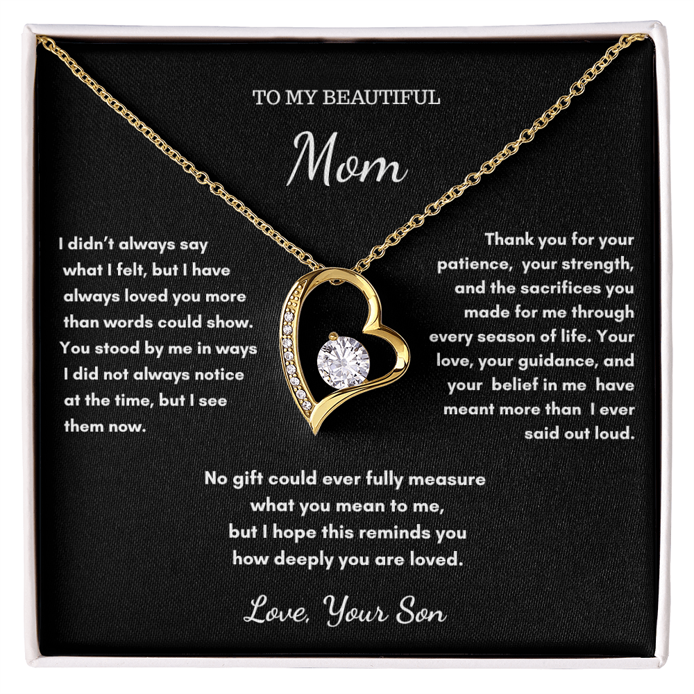 To My Mom – Love Heart Necklace Gift From Son