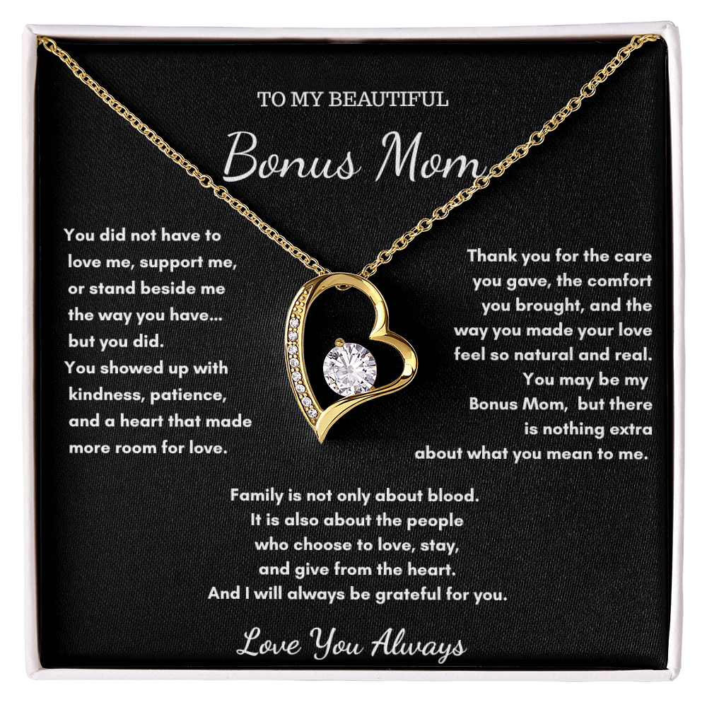 To My Beautiful Bonus Mom – Love Heart Necklace
