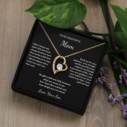 To My Mom – Love Heart Necklace Gift From Son
