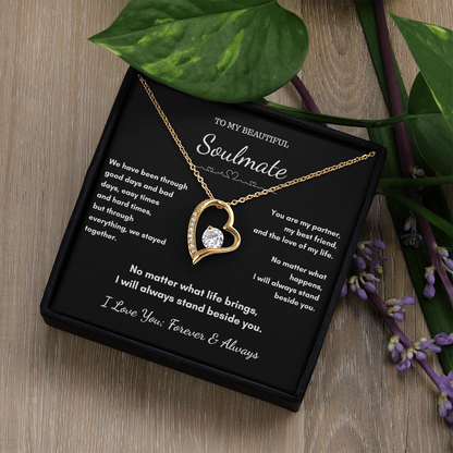 To My Soulmate – Through Every Season I'll Stand Beside You Heart Necklace