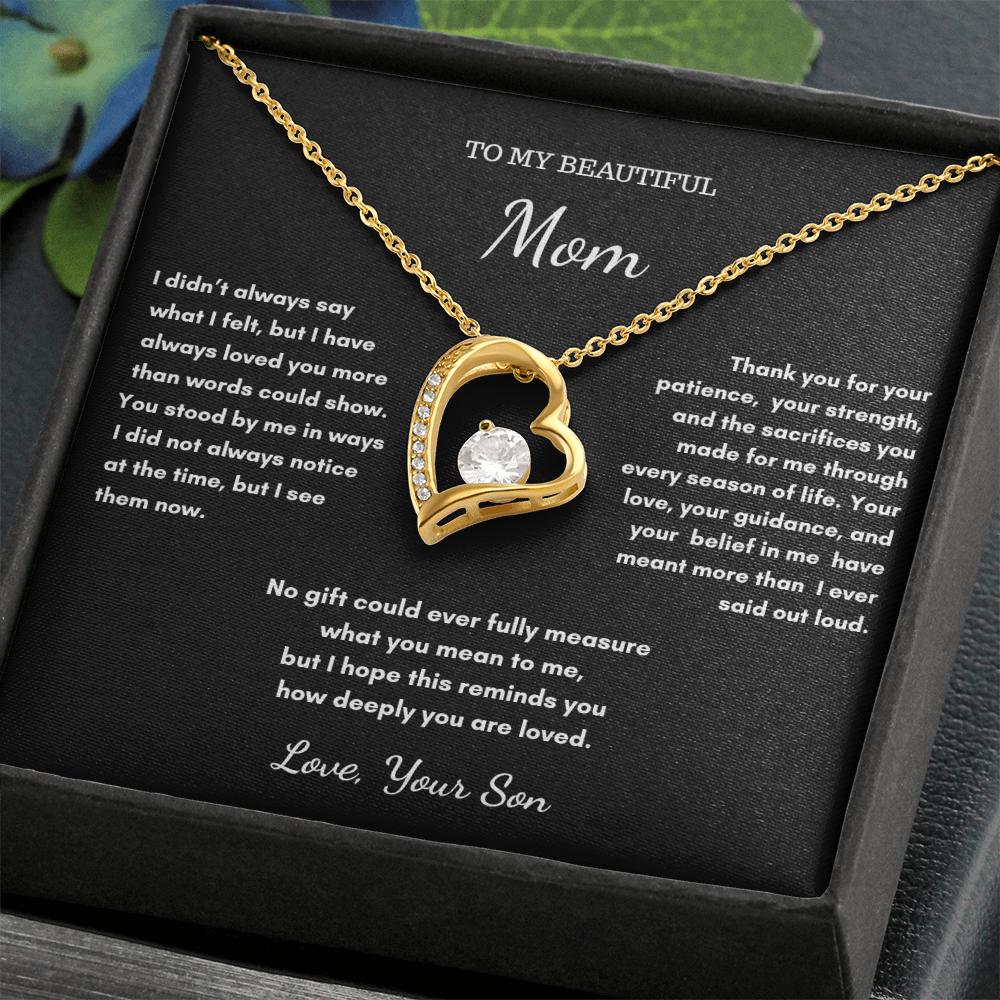 To My Mom – Love Heart Necklace Gift From Son