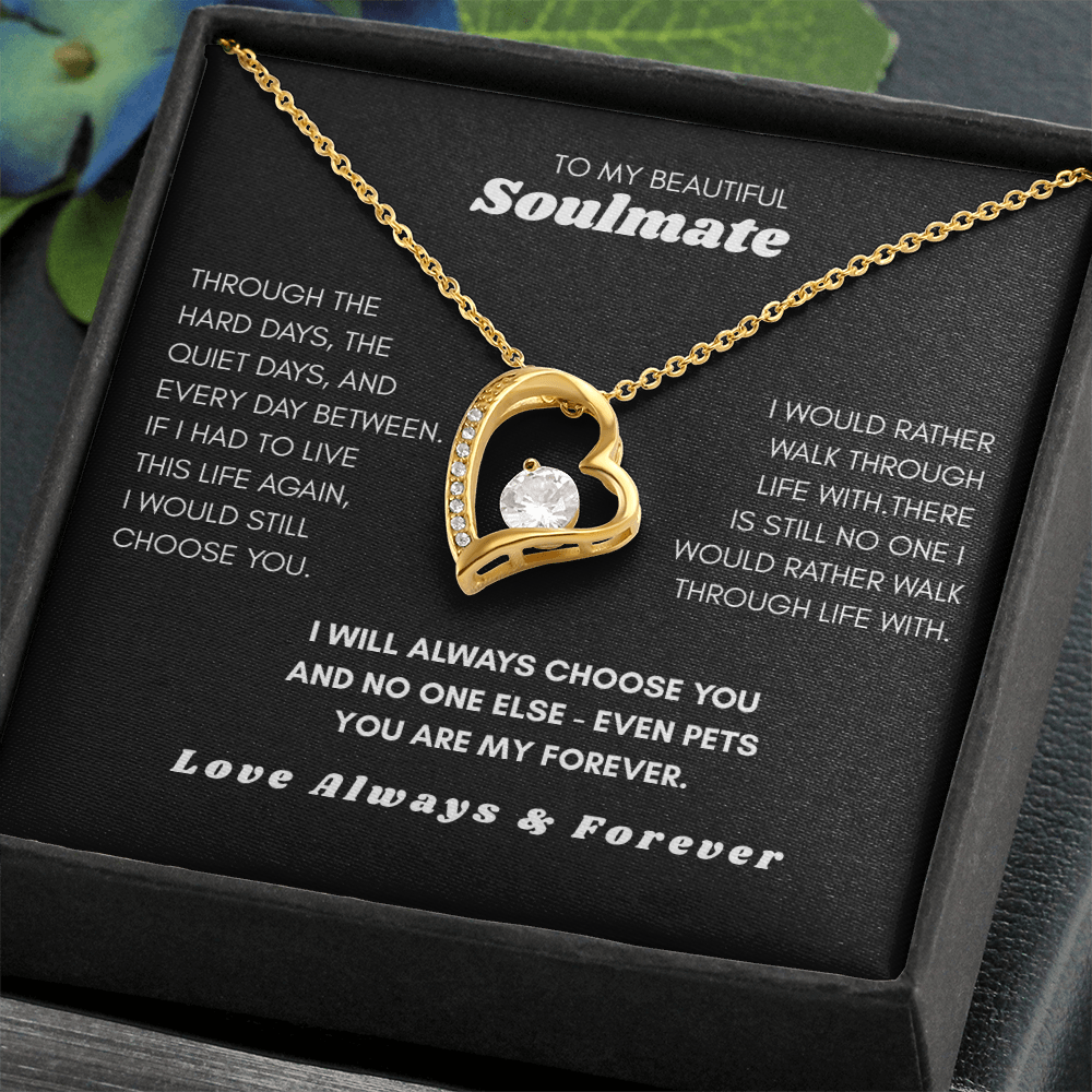 To My Soulmate — I'd Choose You Over Everyone (Even Pets) Heart Necklace Gift