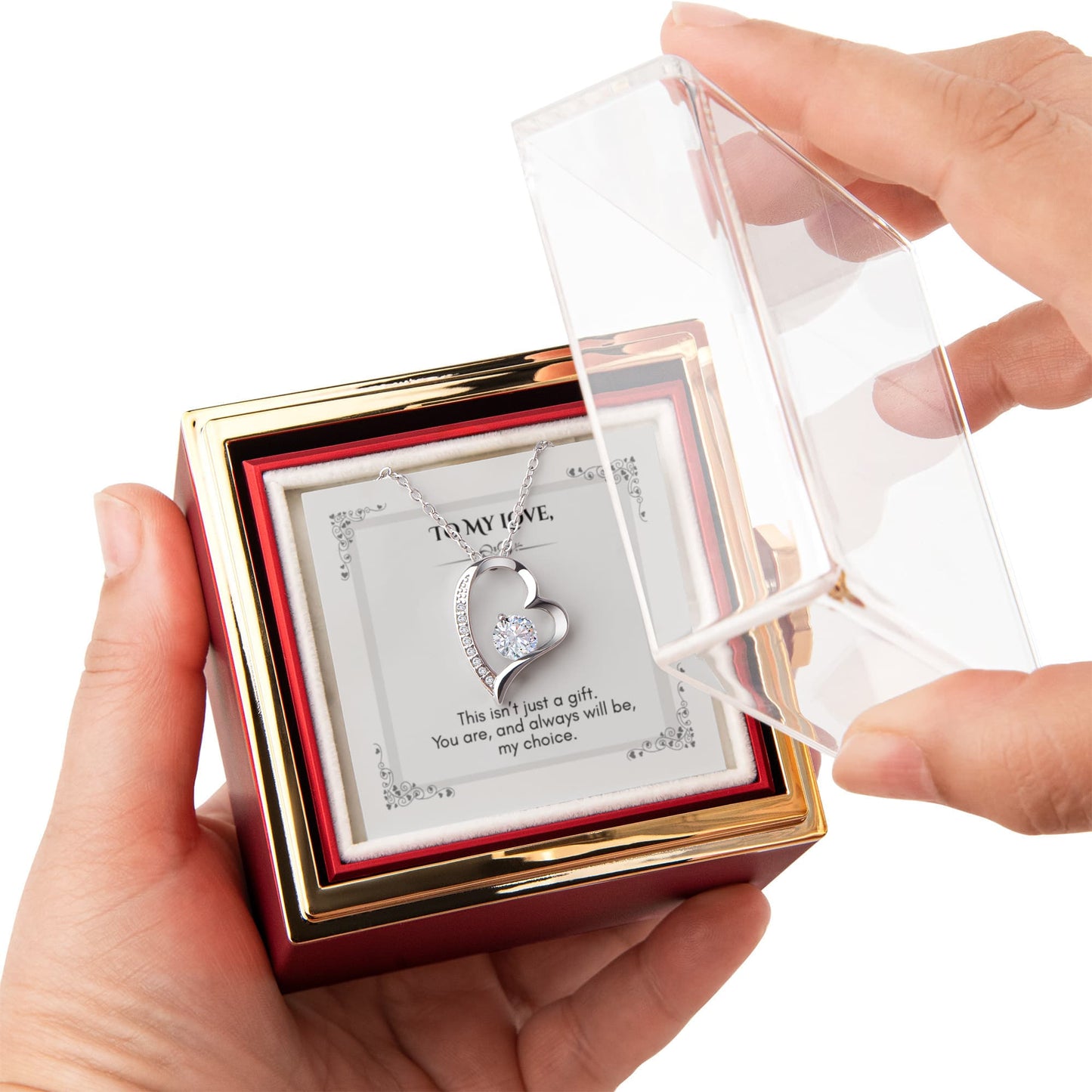 Heart Necklace Gift with Rose Box – To My Love