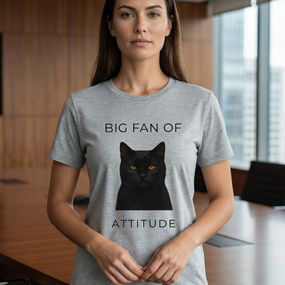 Big Fan of Attitude Black Cat Graphic Tee