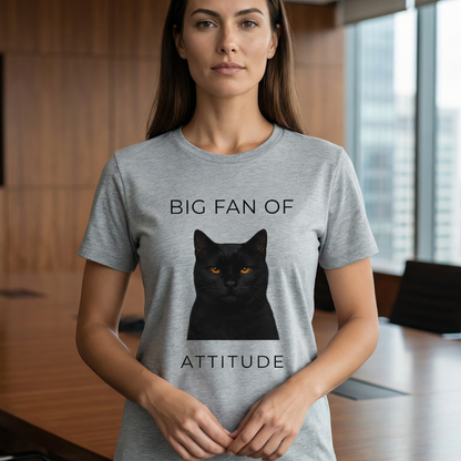 Big Fan of Attitude Black Cat Graphic Tee