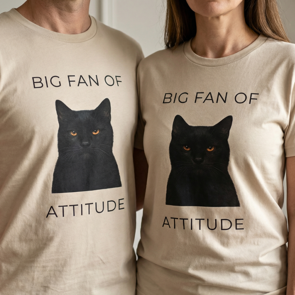 Big Fan of Attitude Black Cat Graphic Tee
