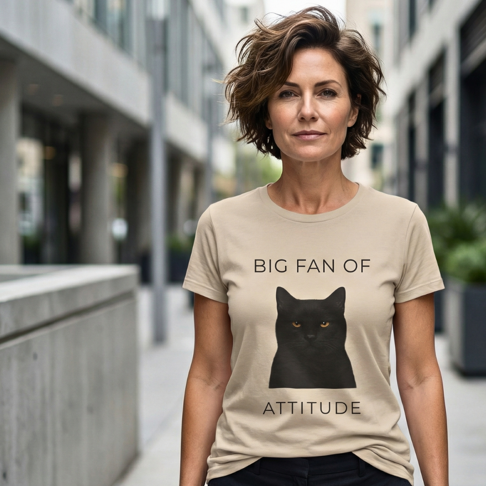 Big Fan of Attitude Black Cat Graphic Tee