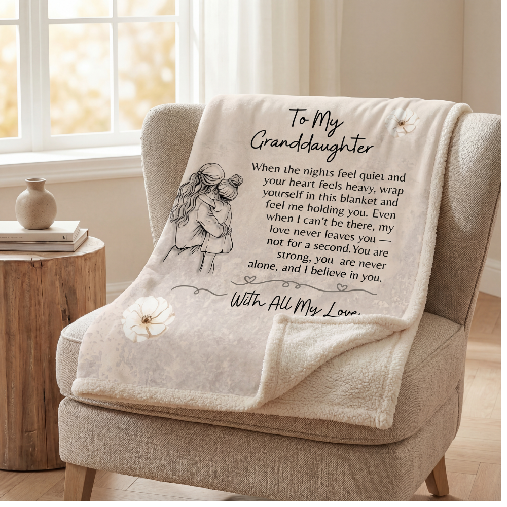 Sherpa fleece granddaughter blanket from Grandma showing ultra-soft plush texture and folded edge.