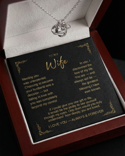 To My Greatest Blessing  Wife Love Knot Necklace