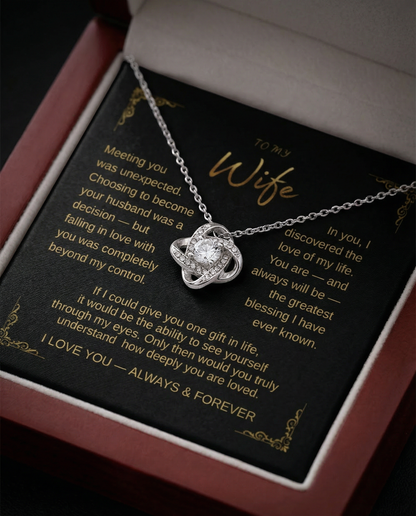 To My Greatest Blessing  Wife Love Knot Necklace