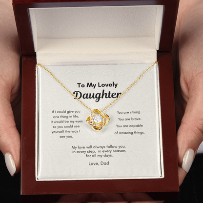 Luxury mahogany gift box with love knot necklace for daughter from dad