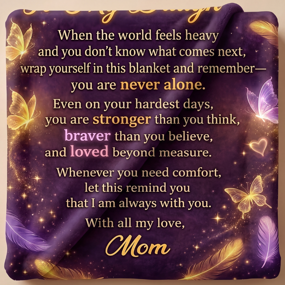 Folded corner of a purple fleece blanket highlighting soft fabric texture and printed design.