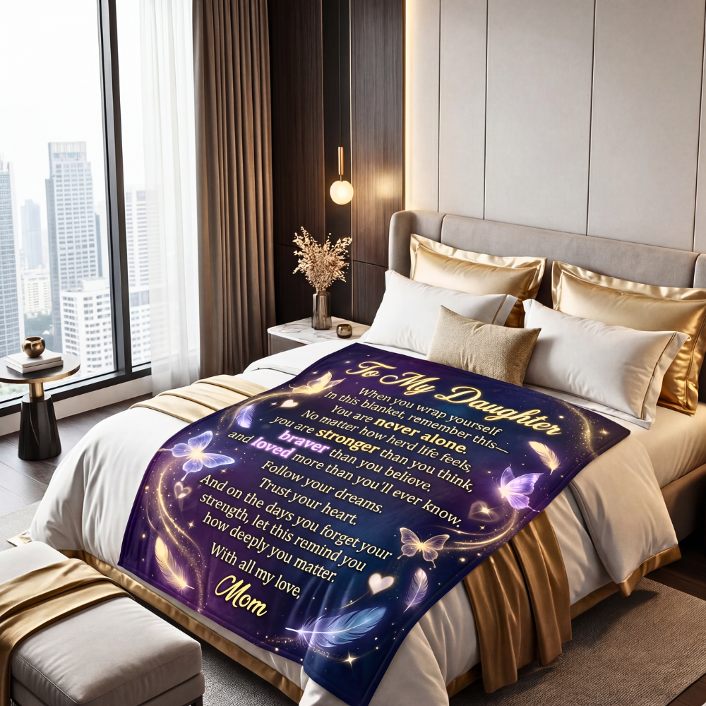 To My Daughter comfort blanket from mom with “You Are Never Alone”
